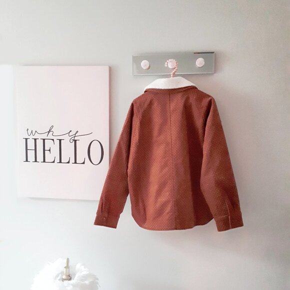 NWT Joie brown faux sherpa collar printed jacket - Picture 10 of 10